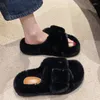 Slippers Expertize Lares Outwear Moda One Linha Botão Quadrado Blow Sole Leather Print Home Plush for Women