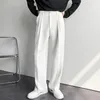 Mannen Wit rechte broek mode Koreaans losse pakbroeken Casual gedrapeerde flodderige witte brede broek pant mannelijk streetwear 24042222222