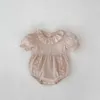 Rompers 2024 Nuove bambine estive vestiti vestiti con arruffone per neonati ragazze bodysuits cotone puro un pezzo H240425