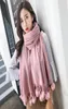 Scarves Real Fur Pompom Pink Scarf For Women Solid Color Yellow Cashmere Winter Shawl Female White Black Hijab Stole8136684