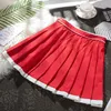 Юбки Контрастные цвета высокая талия a-line Женщины с плиссивными плиссивными юбками