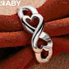 Кластерные кольца 925 Стерлинговое серебряное сердце № 8 Кольцо для женщин модные ювелирные украшения свадебная обручальная вечеринка