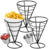 Armazenamento de cozinha 3pcs batatas fritas Stands com molho Diper Cone Basket Helder reutilizável para gadgets de comida