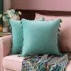 Oreiller inyahome eau bleu velours doux moucheau décoratif solide soft couvercle de coussin de coussin boho à franges franges pour canapé-lit pour canapé