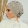 R6U1 HIJABS Plain Muslim Instant Turban Hat Wewnętrzne hidżabs czapki kobiety Islamska Bandana Bonnet Indie HATS Kobieta Turbrap Turbante Mjer Flower D240425