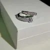 Pierścienie zespołowe Fashion klasyczny biały cyrkon Pierścień otwierający paznokcie 925 Srebrny zaręczyny Wedding Party Biżuteria dla kobiet urocza/romantyczna H240425