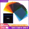 Studio Selens 20pcs Color Lighting Gel Filters 25x25cm Transparent Colour Correction Light Sheet Film Kit For Photo Studio With Bag