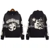 Rock Hip Hop Street Hoodies Conjunto de chamas lavadas letra de chama com capuz Homens Mulheres Hell Star Sweatshirts Capuz de trajes de trajes