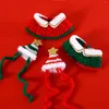 Dog Apparel Red Christmas Crochet Hat With Gold Star Green Knitted Cat Three-cornered Small Pet Bib Scarf Xmas Grooming Accessories