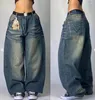 Femmes Jeans 2024 Explosions HARAJUKU HIP-HOP NOIR LAVED BAGGY Y2K PUNK Gothic Skateboard Wide-Leg Pantal