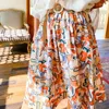 Jupes Ayualin Imprimé floral long pour les femmes vintage A-line plage bohemian décontractée lâche haute taille élastique boho maxi jupe 2024