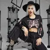 Women's T Shirts Dark Skeleton Sexy Slimming Jumpsuit