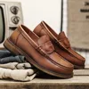 Sapatos casuais Couro genuíno Men mocassins Mocassins Mocassins Slip Slip On Boat Drive Flats Masculino