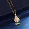 Pendant Necklaces European and American fashion color sunflower necklace cute sunflower wild personality collarbone chain gift