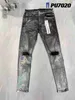 Mens Designer Purple Jeans Biker Slim Fit Motorcykelcyklister denim för sköljning gör gamla hiphop kvinnors gata mode mans svarta byxor ivrs