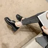 أحذية غير رسمية حزام بريطاني بوكيل أوكسفورد نساء ديربي فلاتس الكعك المكتنزة سميكة السميكة سكان مربعة إصبع القدم من الجلد الدقيق بروغ