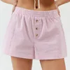 Shorts femininos hirigin listra impressão pijama y2k boxer cintura elástica Decoração da perna reta Dormindo calças curtas