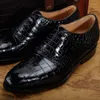 Chaussures habillées ourui True Crocodile Manuel Geatine en cuir authentique Black Lace-Up Business Single Men Single