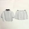 White Women Blouse T Shirt Skirts Luxury Designer Casual Daily Shirt Outfits Letter Blouses Tops Short Skirt Summer Yong Lady Girl Street Style Shirts Set