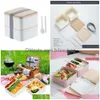 Japanse stapelbare traditionele sets serviesgoed Bento Box 2tier lunch met verstelbare riemtasiekgrens Bowl LEAKBREEFT LUNCHTInNERWARE DHCBY DINING