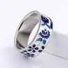 Band Rings 925 Silver Exquisite New Womens for Ring Blue Emalj Flower Fashion Handgjorda smycken Wedding Bridal H240425