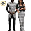فساتين غير رسمية أفريقية للنساء المطابقة للزوجين ملابس الرجال معاطف وسروالات مجموعات داشكي بدلات Outwear Wedding Y23C008
