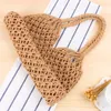 Shoulder Bags Solid Color Woven Bag Tide Women Sen Straw Degree Hand-made Cotton Rope Net Pocket Beach