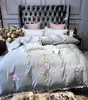 Ägyptische Baumwoll Luxuskönig Queen Size Bettwäsche Set Sticker Bettdecke Klassische blau rosa Bett Cover Set Couvre Lit de Luxe 208166421