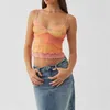 女性の戦車camis xingqing y2k crop top women summer clothers tie dye/bu​​tterflyプリントスパゲッティストラップスラーレスキャミソール2000年代服strtwear y240420