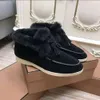 Lyxdesigner loro öppen promenad mocka sneaker skor vinter kvinnor avslappnade sko mode loafers för mens hög toppkläder klänning äkta läder snö bagage