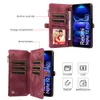 Zippered Leather Phone Case for Note13 Pro and Redmi 13C Xiaomi 13T Wallet Case