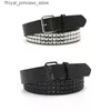 Belts Fashionable rivet belt mens and womens screw belt punk rock with buckle straight black Q240425