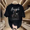 T-shirt a maniche corte in cotone puro per uomini, poker di teschio rosso a maglia sciolta, estate nuova tendenza di Instagram, stile americano, bello stile unisex