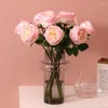 Kwiaty dekoracyjne 4PCS sztuczna dekoracja austin róża czuję nawilżanie lateksu fałszywe róże do wystroju domu ślubne ślubne bukiet