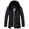 Mens ner Winter Parka 2023 White Duck Men tjock Casual Coat Pure Fur Collar Warm Jacket Plus Size HJ379