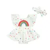 Één-stuks Citgeett Summer Infant Baby Girls Bodysuit Jurk Cute Rainbow Dots Patroon Ruches Sleeve Jumpsuit Desit Kleding Pak