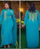 Afrikanska bröllopsfestklänningar för kvinnor våren African Long Sleeve Red Black Blue White Long Dress Suit Muslim Abaya 240418