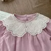 Rompers Autumn Ins Style Baby Girls Clothes Lace Collar Bodysuit Long Sleeve Loose Style One Piece H240425