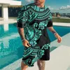 Herruppsättningar 3D -träning Summer Fashion Clothes for Man T -skjorta Shorts 2 Piece Outfit Casual Streetwear Men Overdimensionerad kostym 240415
