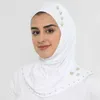 Hijabs Женщины мгновенный шарф хиджаба с жемчугом мусульманский премиум -джерси шарф шарф пленка мягкая тюрбана, атака