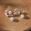 Orecchini penzolanti corean Sweet Pink Peach Blossom per donne imitazione perla zircone goccia per le orecchie da matrimonio festa di gioiello regalo di compleanno