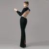 Casual Dresses 2024 Winter Black Women Long Sleeve Sexig backless Bodycon Bandage Dress Elegant Evening Party Cocktail