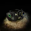 Pierścienie zespołu Wysokiej jakości zielony kolczyki z zielonego cyrkonu czarny kamień etniczny styl retro kolczyki dla kobiet biżuteria na przyjęcie weselne H240425