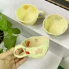 Tumblers Ceramic Cups kaffe handgjorda oregelbundna blommamjölkte koreanska havregryn frukost dryck kök H240425