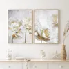 Abstract Gold Gold White Blooming Floral Wall Art Postros