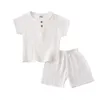 Одежда Suts Summer Baby Set Set Linen Baby Clothing Suit Solute Tee и Shorts 2 PCS для мальчиков набор H240425