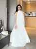 Maternity Dresses 2024 Summer Loose Women Pleated Chiffon Party Dress Sleeveless Pregnant Woan Wedding Dress White Maternity Photography Dresses