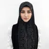 Hijabs modet rhinestone chiffong scarf lady muslim hijab lyx pärla pärl halsdukar sjal kvinnor lång halsduk sjal d240425