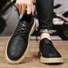 Casual skor varumärke äkta läder loafers mens sneakers snörning oxford utomhus jogging board antislip bärbara