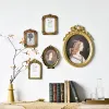 Рамки на стенах с ретро -золотой фоторамкой винтажные классическая королевская смола портретная рамка картинка годовщина свадьба дома украшение